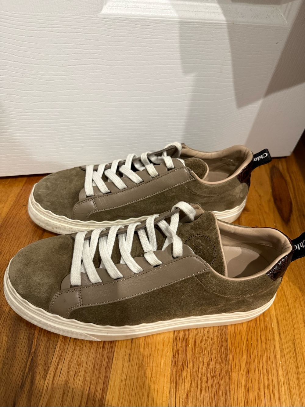 Chloe Brown Suede Low-Top Sneakers with White Soles